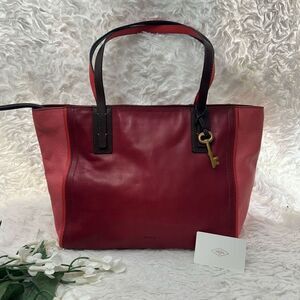 Fossil‎ Emma Colorblock Red Pink East west Shoulder / Tote Bag Large New